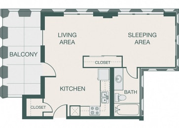 The Kirby - A3 - Penthouse 8 - Studio - 1 bath