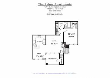 one bed one bath 801 sqft