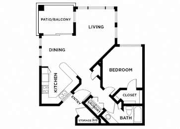 one bed one bath with patio and laundry
