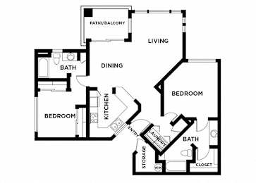 two bed two bath with balcony 1042 sqft