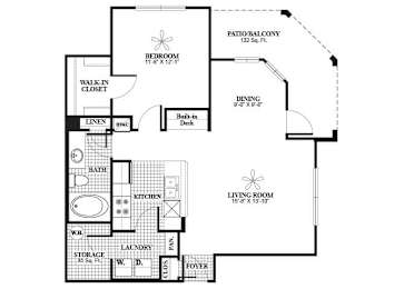 Floor Plan  One bedroom floor plan image at Lakeland Estates Apartments in Stafford TX