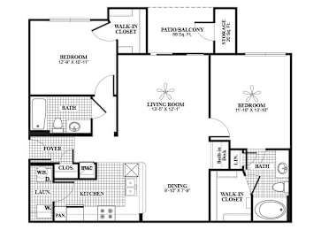 Floor Plan  Two bedroom floor plan image at Lakeland Estates Apartments in Stafford TX