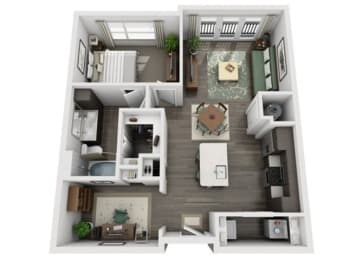 A4 Everlee 3D 1 bedroom floor plan