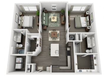B1 Everlee 3D 2 bedroom floor plan