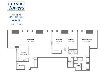 Floor Plan  Leaside Towers – 3 BED – 2.5 BATH - 2050 SF – Apartment