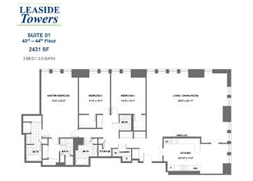 Floor Plan  Leaside Towers – 3 BED – 3.5 BATH - 2431 SF – Apartment