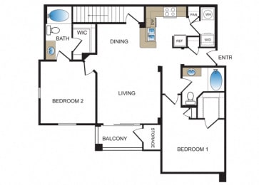Floor Plan  B2 at Kensley Apartment Homes