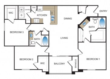 Floor Plan  C1 at Kensley Apartment Homes