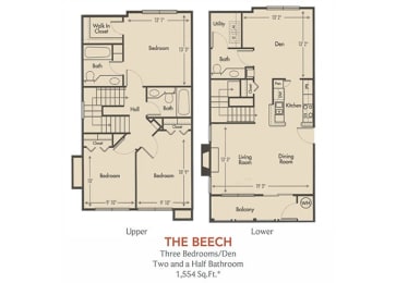 Beech Floor Plan at Arbors Harbor Town, Memphis, 38103