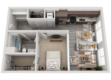 Baseline 158 3D floor plan A5 1 bedroom