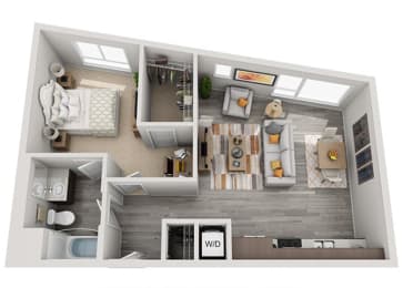 Baseline 158 3D floor plan A7 1 bedroom