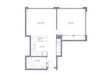 Corner Unit 1 Bedroom Floor Plan at Shirt Factory Lofts, Norwalk, CT, 06854