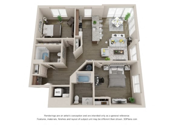 Floor Plan  Two bedroom plan at Axis at PTC Apartments