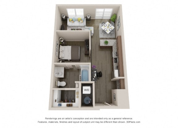 Floor Plan  One bedroom plan at Axis at PTC Apartments