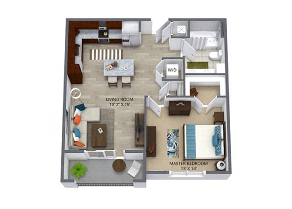 Floor Plan  Westwood Green 1 bed 1 bath 688 sqft