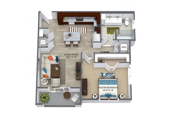 Floor Plan  Westwood Green 1 bed 1 bath 767 sqft