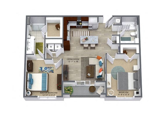 Floor Plan  Westwood Green 2 bed 2 bath 1100 sqft