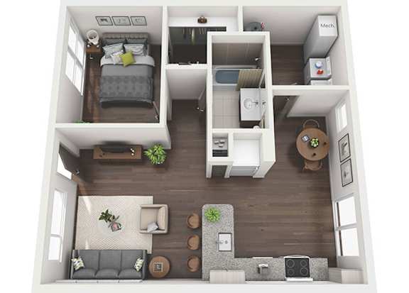 Floor Plan  1x1 Flat B