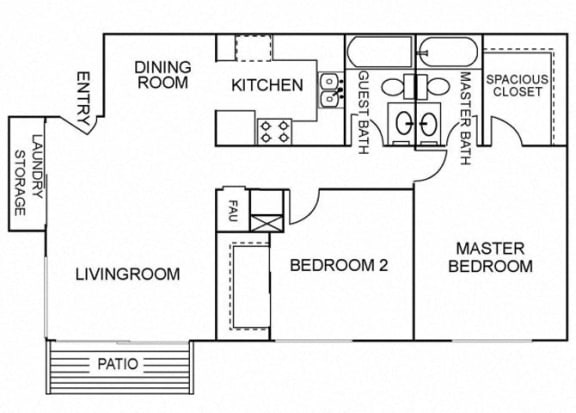 Floor Plan  2 Bedroom 2 Bathroom Floor Plan