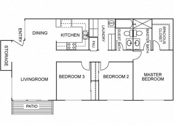Floor Plan  3 Bedroom 2 Bathroom Floor Plan