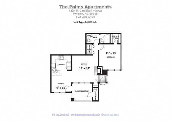 Floor Plan  one bed one bath 801 sqft