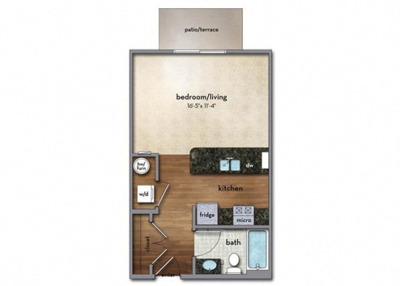 Floor Plan  Studio 1 bath Floor Plan | 466 Sq. Ft. at Strathmoor Apartments , Dublin, OH, 43016