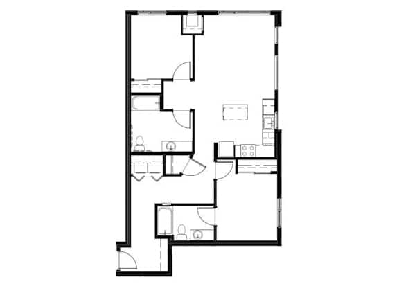 Floor Plan  2 Bedroom 2 Bath at Astro, Seattle, Washington