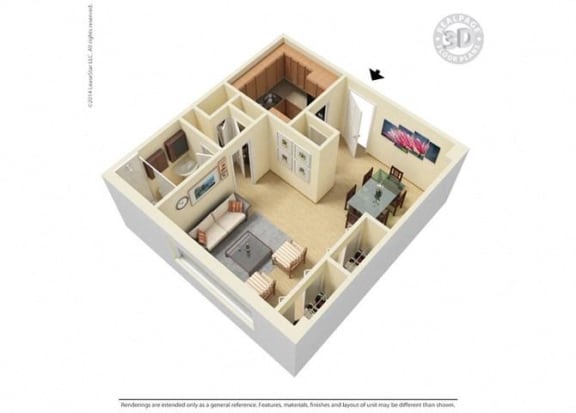 Floor Plan  Studio 1 bath floor plan at 500 Fifth Apartments, Nashville, TN