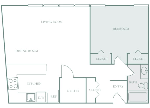 Harbor Hill Apartments floor plan A1 - 1 bed 1 bath - 2D