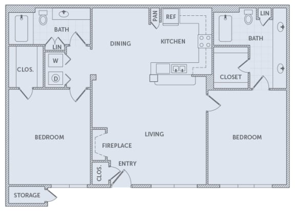 The Retreat at Cinco Ranch - B1 - 2 beds 2 baths - 2D