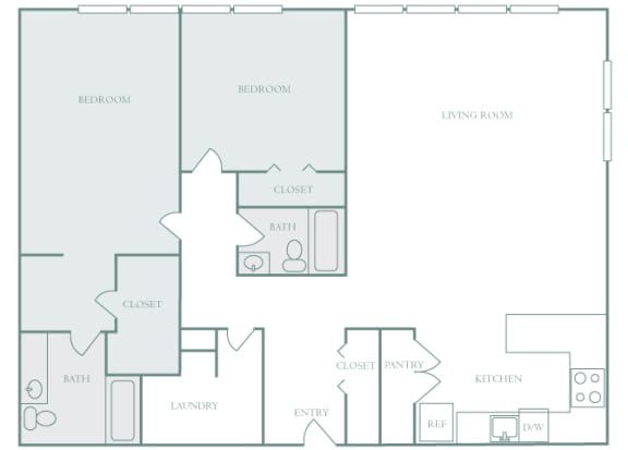 Harbor Hill Apartments floor plan B10 - 2 bed 2 bath - 2D