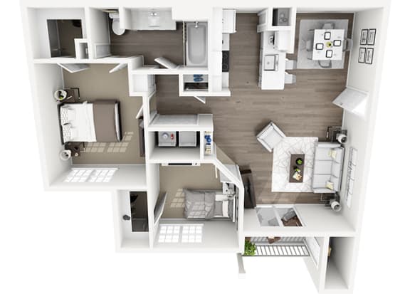 Lexington Farms B1 - 2 bed 1 bath - 3D