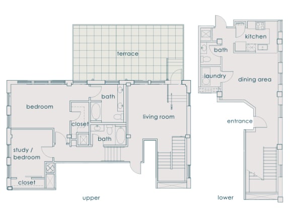 Main 3 Downtown floor plan B3 Landmark - 2 bed 2 bath - 2D