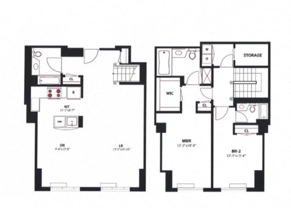 3 Bed 2 Bath DUP4 Floor Plan at Riello Apartments Owner LLC, Edgewater, NJ, 07020