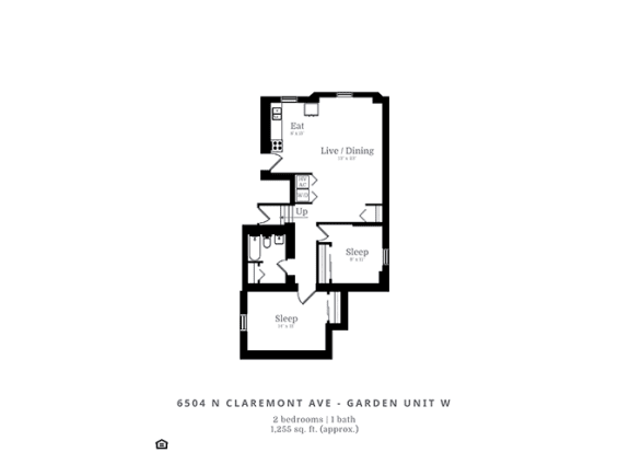 Floor Plan  2 Bedroom | 1 Bath (C6)