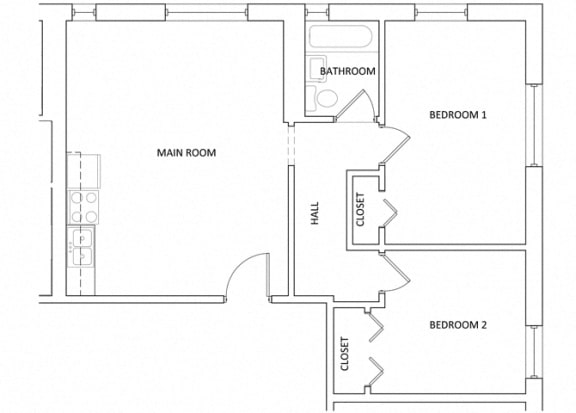 The Parkway Apartments - B1 - 2 bed - 1 bath