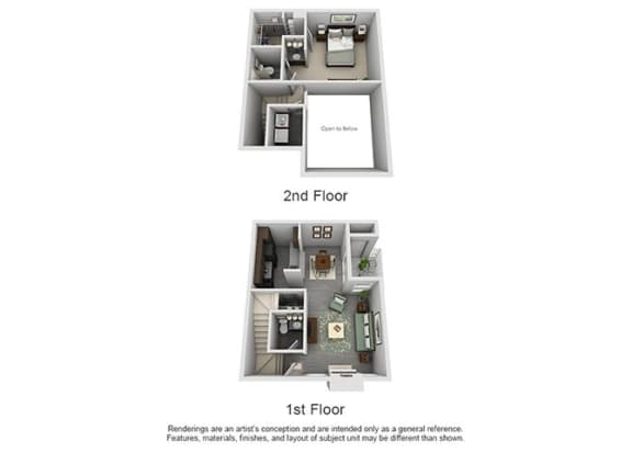 Floor Plan  The Westside Apartment Homes 1 Bedroom 1 and 1 half Bath