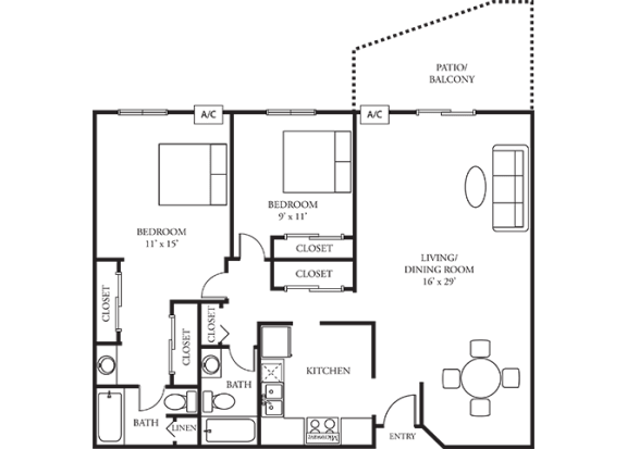 The Woods of Burnsville Apartment Homes - 2 Bedroom 2 Bath Apartment