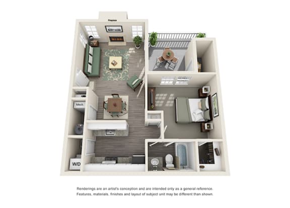 Floor Plan  Arcadia Apartment Homes - 1 Bedroom 1 Bath Apartment