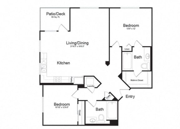 B5 Floor Plan at Clarendon Apartments, Los Angeles, CA