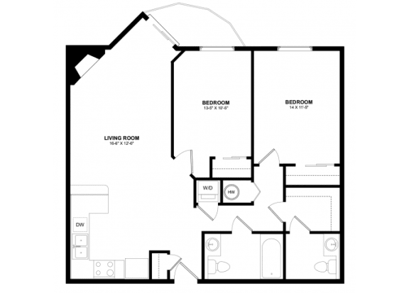 Admirals Cove Apartments - Two Bedroom Floorplan