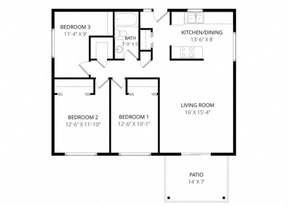 Floor Plan  Bay Arms Apartments - Floorplan
