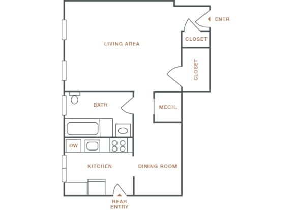 Hayes House - A1b - Studio and 1 bath - 2D