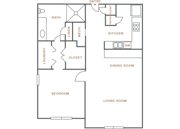 Hayes House - A4 - 1 bedroom and 1 bath - 2D