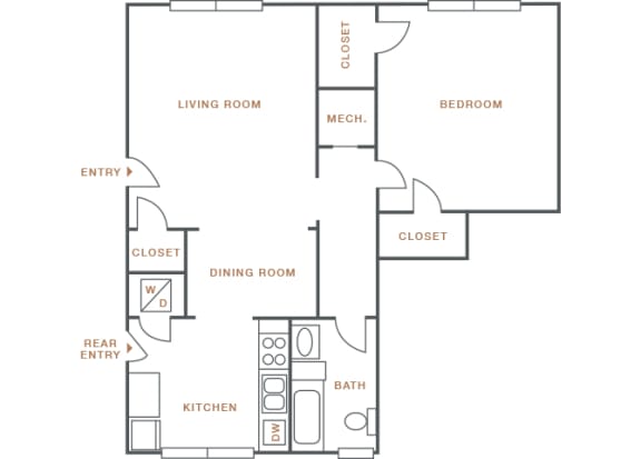 Hayes House - A7a - 1 bedroom and 1 bath - 2D
