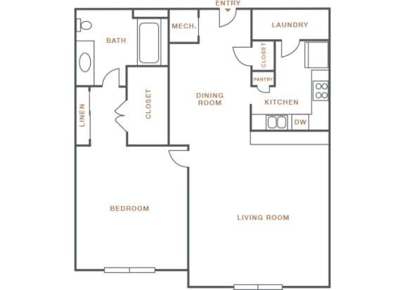 Hayes House - A8b - 1 bedroom and 1 bath - 2d