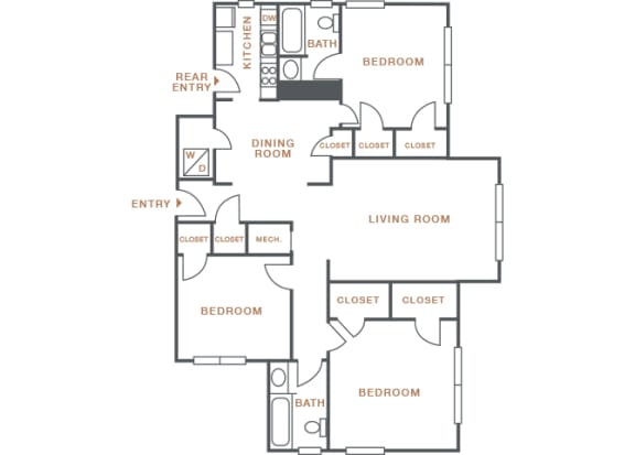 Hayes House - C1b - 2 bedrooms and 2 bath - 2D