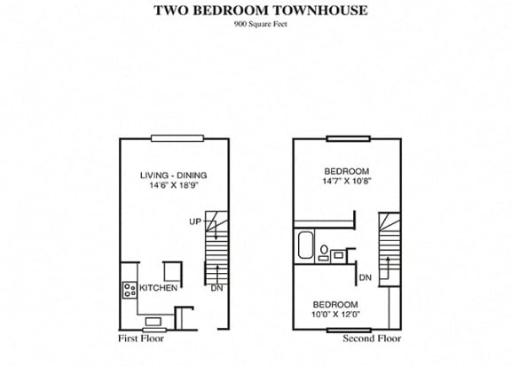  Floor Plan 2 Bedroom Townhouse