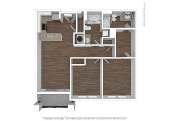 2 Bedroom 2 Bathroom Floor Plan at The Ivy at Berlin Place, South Bend, Indiana