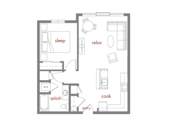 Birch Floor Plan at Tivalli Apartments, Lynnwood, WA, 98087